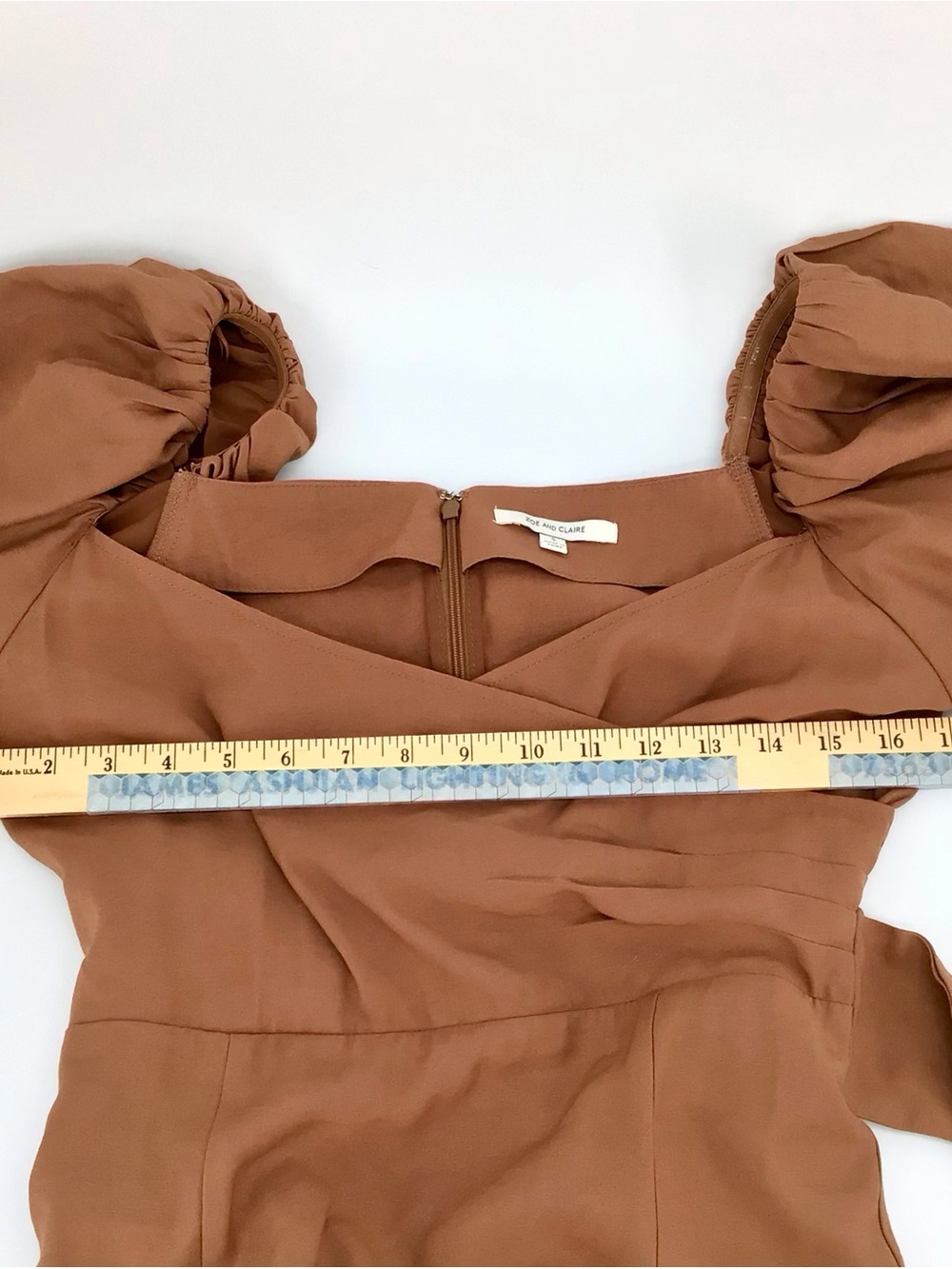 Zoe And Claire Brown Puff-Sleeve A-line Dress Size Small - Picture 6 of 14